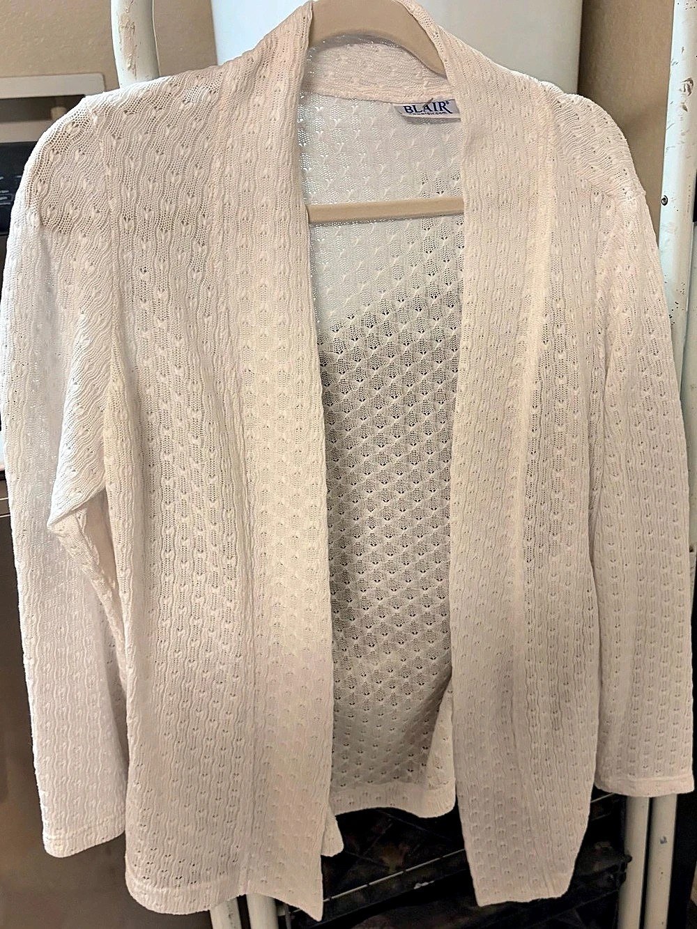 Blair Open Front Knit Cardigan in White Like New